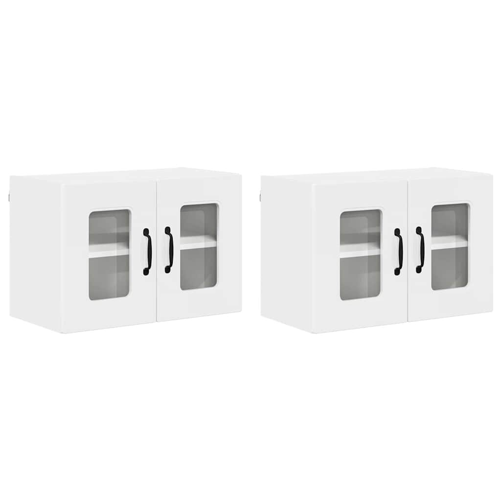 vidaXL Küchenwandschrank mit Tür 2 pcs Hochglanz Weiß 60 x 31 x 40 cm