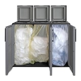 thumbnail of Armoire de Tri Sélectif 3 Poubelles Gris - Meuble de Recyclage Extérieur Gris - Dimensions 102 x 37 x 84 cm - INTEC