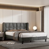 thumbnail of Samt Polsterbett 140x200 cm Boxspringbett mit Kopfteil Lattenrost Stauraum Bettkasten Massivholz Verstellbar Komfort Grau