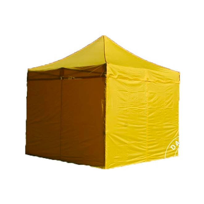 Carpa 3 x 3 hierro plegable con paredes sin puerta amarilla