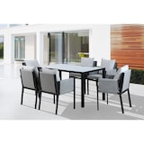 thumbnail of Möbilia Garten-Essgruppe | 1 Tisch, 6 Stühle | Stahl schwarz, Glas und Olefin in grau | 28020041 | Serie GARTEN