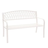 thumbnail of Panchina da giardino HWC-F45, panchina da parco, 2 posti in acciaio verniciato a polvere ~ bianco