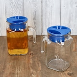 thumbnail of 2x KORA Kühlschrankkrug mit Deckel blau 0,5L Henkel Glas-Karaffe Kanne Saft Wasser