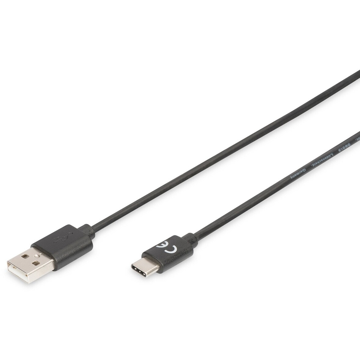 DIGITUS USB Type-C auf A 2.0 Anschlusskabel St/St 1.0m schwarz