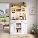 thumbnail of Barschrank 190x60x110 LED-Beleuchtung Steckdosen Regale Kaffeebar-Sideboard Scheunentor Design Weiß verstellbare Regale MD