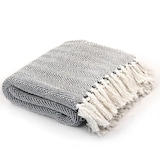 thumbnail of vidaXL Überwurf Baumwolle Fischgrätenmuster 220x250 cm Marineblau