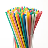 thumbnail of Commerline 500 Stück Bunte Plastik-Trinkhalme, Mehrweg, Umweltfreundliche Getränkestrohhalme