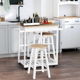 thumbnail of Carrello da Cucina Pieghevole con 2 Sgabelli in Legno MDF Bianco