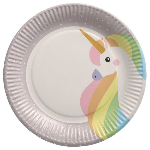 10 Teller, Pappe rund Ø 23 cm "Unicorn"