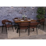 thumbnail of Lote de 6 silla de comedor HWC-P29, silla de cocina, sillón, silla tapizada, industrial retro vintage imitación cuero ~ rojo óxido