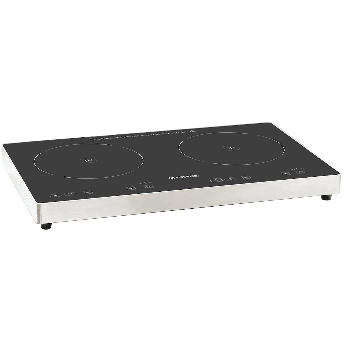 GastroHero Doppel Induktionskochfeld ECO 3500 W Induktionsplatte 2 Kochzonen Touch Kochfeld Edelstahl Glas Gastro Kochplatte Timer