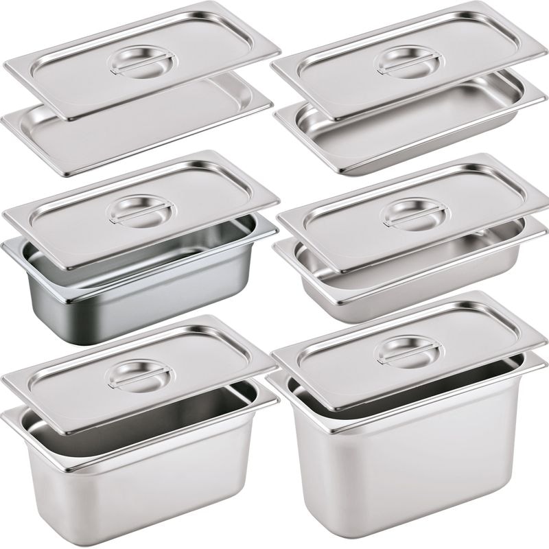 WAS Germany GN Behälter Set mit Deckel Gastronom 1/3, Chromnickelstahl 18/8, 12 tlg.