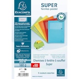 thumbnail of Exacompta - Réf. 50550E - Carton de 400 chemises à fenêtre sans plastique avec soufflet Super 160 g/m² - dim 22 x 31 cm - 5 couleurs