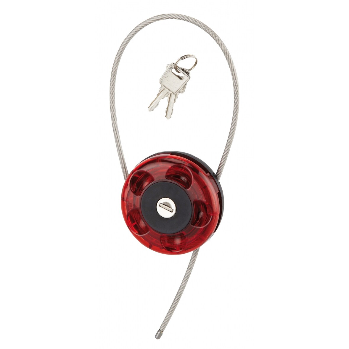 Cadenas à clé, intérieur, câble enrouleur, intérieur, inox, gainé PVC, Ø0.75m, 2 clés - SP