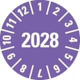 thumbnail of Dreifke® Prüfplakette 2028, violett, Folie, ablösbar, Ø 15mm, 60 Stk.