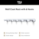thumbnail of TOJ Living Perchero de pared – 6 ganchos – 45 cm – acero inoxidable – blanco – colgador
