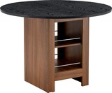 thumbnail of Esstisch MDF in Walnuss-Optik und Schwarz, rund 100x100x76 cm, mit offenen Stauraumfächern, pflegeleicht