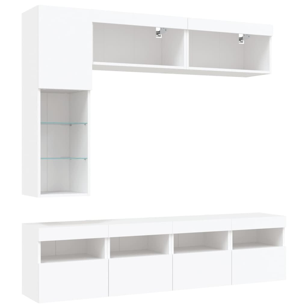 Helloshop26 - 7-teiliges wandmontiertes TV-Schrank-/Sideboard-Set für Wohnzimmer Schlafzimmer oder Esszimmer mit LED-Beleuchtung 02_0025359