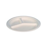 thumbnail of 500 Bio Menüteller Imbissteller 3-geteilt Ø26cm weiß Bagasse/Zuckerrohr