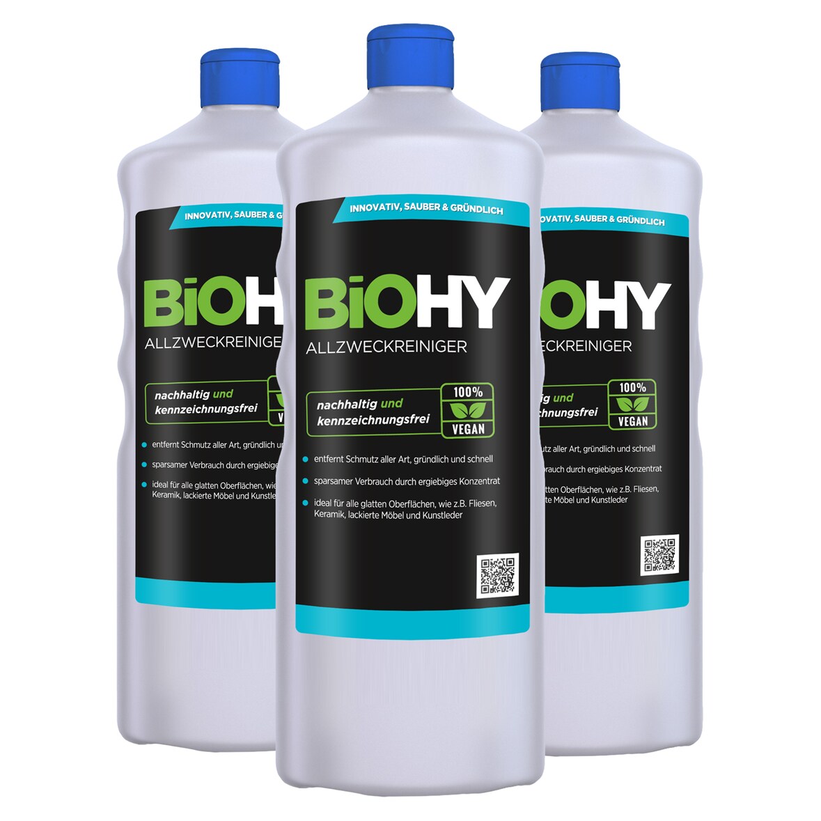 BiOHY Allzweckreiniger Konzentrat (3x1l Flasche) | Schonender Profi - Universalreiniger für Haushalt und Auto | vollständig biologisch abbaubar