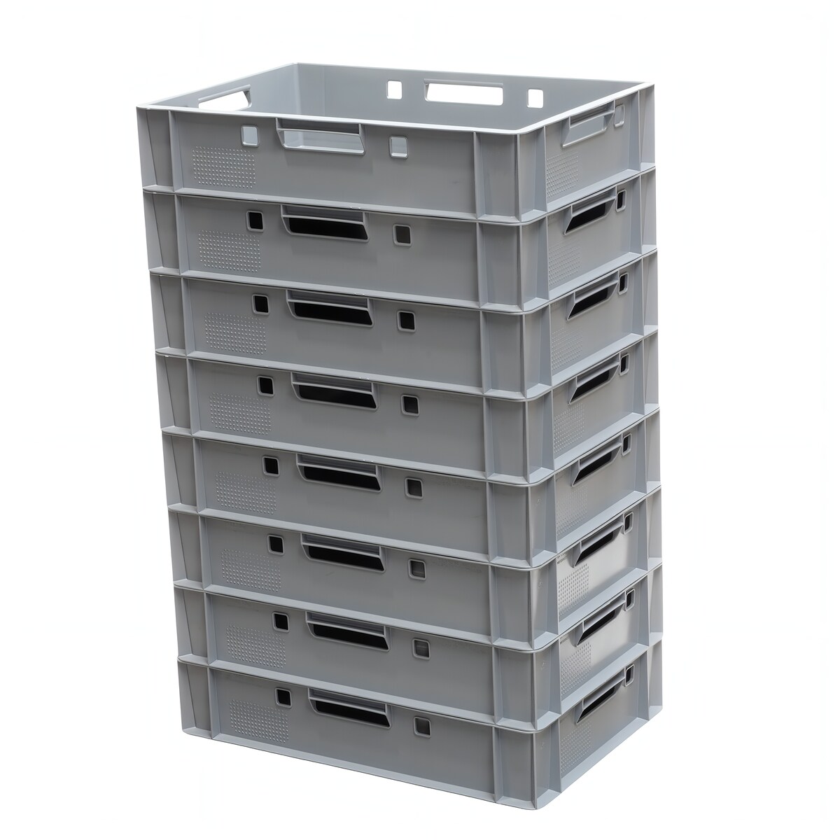 8 Stück E1 Kisten 600 x 400 x 125 mm Fleischkasten Lagerkiste Metzgerkiste in grau