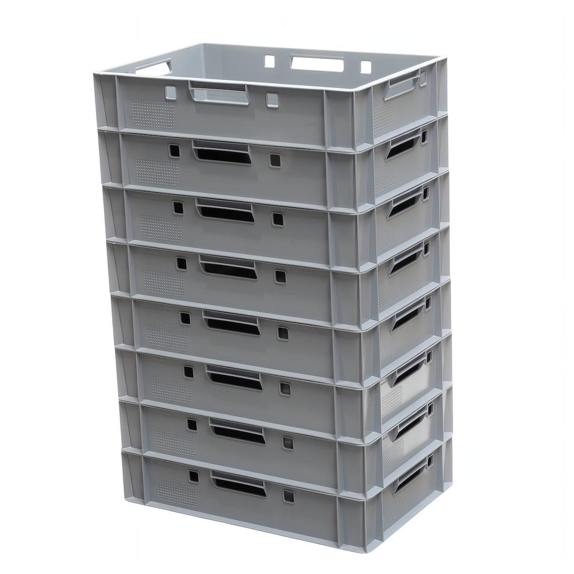 8 Stück E1 Kisten 600 x 400 x 125 mm Fleischkasten Lagerkiste Metzgerkiste in grau
