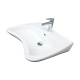 thumbnail of Belvit Behindertengerechtes Design Waschbecken 60 cm Weiß Keramik mit Hahnloch & Überlauf – Wandmontage Bad & WC