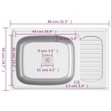 thumbnail of vidaXL Gootsteen met afvoerset 800x500x155 mm roestvrij staal zilver