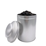 thumbnail of Lot de 24 boîtes à thé/café ronde diamètre 9 cm, fer blanc vernis alimentaire, hauteur 13 cm