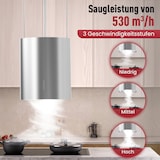 thumbnail of A+ Inselhaube Umluft Freihängend mit 530 m³/h Luftleistung, Insel Dunstabzugshaube mit 2 Aktivkohlefiltern, 1 Fettfilter, 3 Stufen & Booster, 2 LEDs