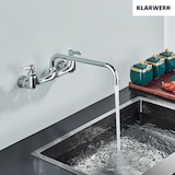 thumbnail of ALEX | keukenmengkraan wandmontage chroom | professionele keukenkraan roestvrij staal lang en plat | kraan restaurant wand rechte uitloop