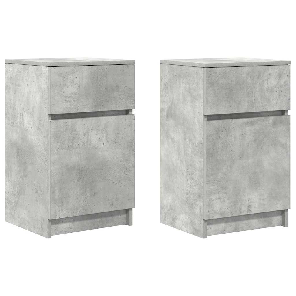 vidaXL Nachttische 2 Stk. Betongrau 39x35x65 cm Holzwerkstoff