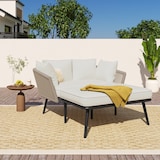 thumbnail of Merax tuinlounge, 2-zitsbank met kussens en touwvlechtwerk, outdoor, beige