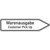 thumbnail of Wegw.2-spr.Warenausgabe, rechtsweisend, Aluminium RA0, reflektierend, 1400x350mm, DIN 67520