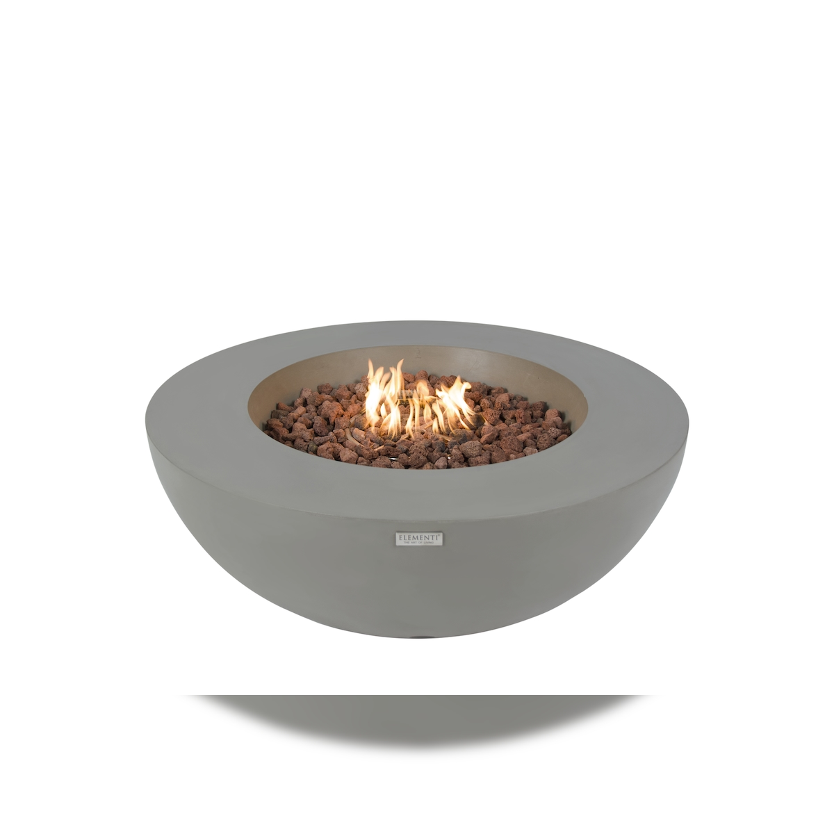 ELEMENTI Feuertisch LUNAR BOWL Feuerstelle aus Beton - Komplett-Set, wetterbeständig, Hellgrau 107x107x40cm
