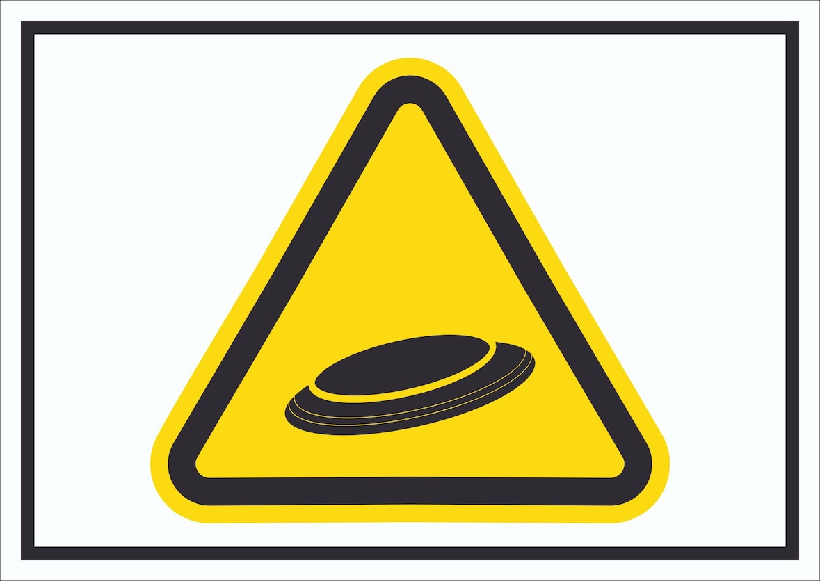 Vorsicht Frisbee Schild Symbol A0 (841x1189mm)