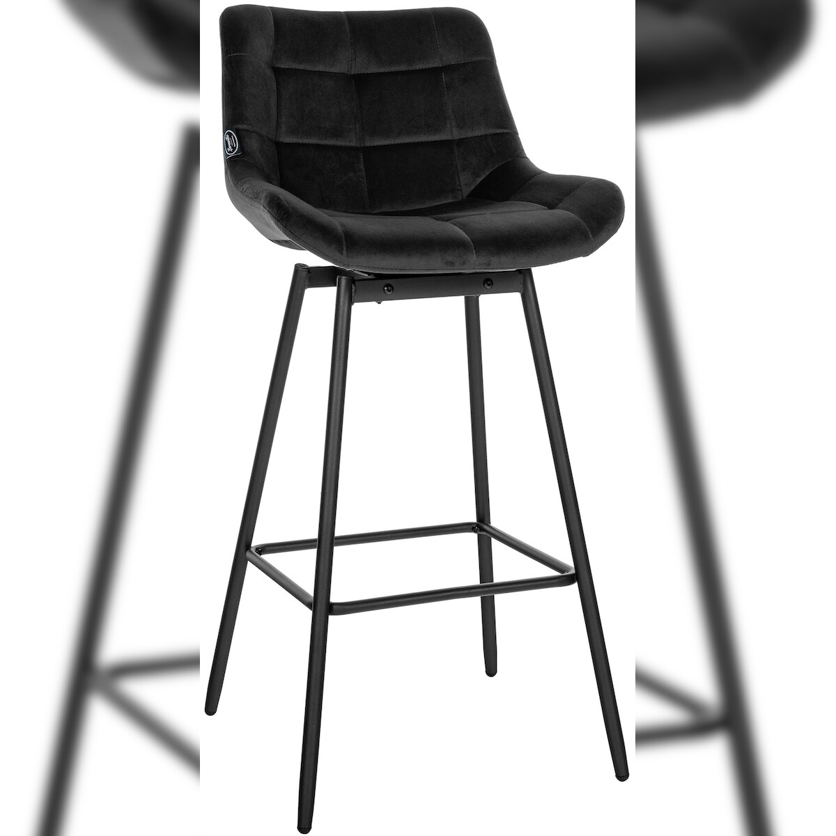 Proregal CHEFGASTRO Barhocker GOLDEN GATE Schwenkbar Samt HxBxT 105x49x56cm Schwarz Barstuhl