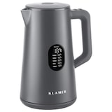 thumbnail of KLAMER Wasserkocher Edelstahl 1,5L 1800W elektrischer Wasserkocher grau mit Temperatureinstellung zwischen 40-100°C, Teekocher BPA-frei