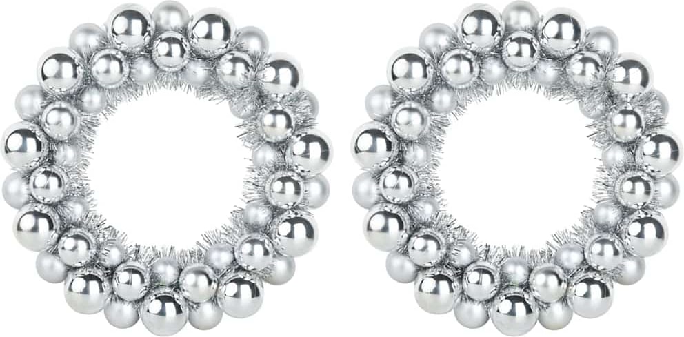 vidaXL Weihnachtsballkränze 2 pcs Silber 33 x 33 x 7 cm Polystyrol
