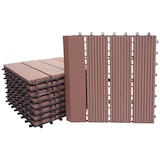 thumbnail of Baldosa WPC Ródano + cenefa, aspecto madera balcón/terraza, 11x cada una 30x30cm = 1m2 Premium ~ café lineal vertical