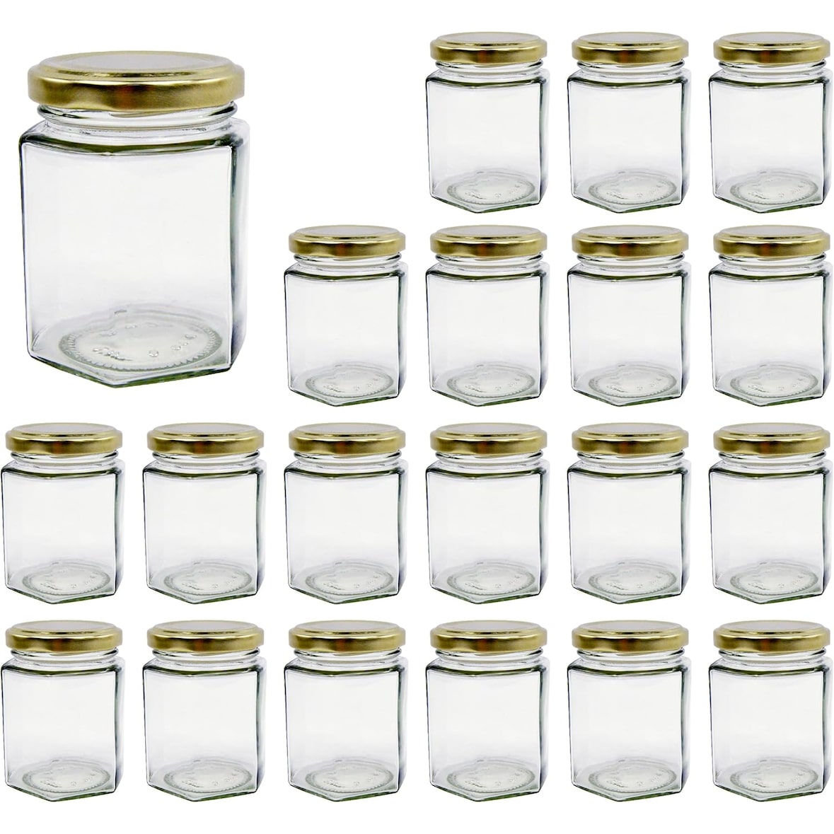 20x Kleine Zeshoekige Honingpot met Deksel 180ml - Ideaal voor het Bewaren van Honing, Jam, Kruiden, Yoghurt