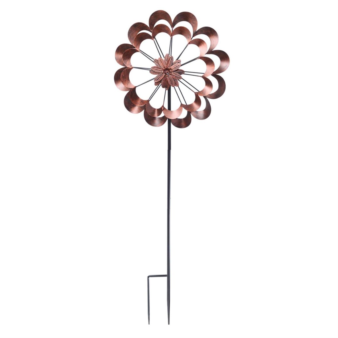 XXL Doppel Windrad kupferfarben 1,80m Metall Gartendeko Windspiel Gartenstecker