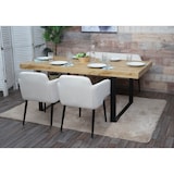 thumbnail of Eetkamerset HWC-L13, set van 2 stoelen + bank Eetkamerset Eetkamerset, stof/textiel ~ crème-wit