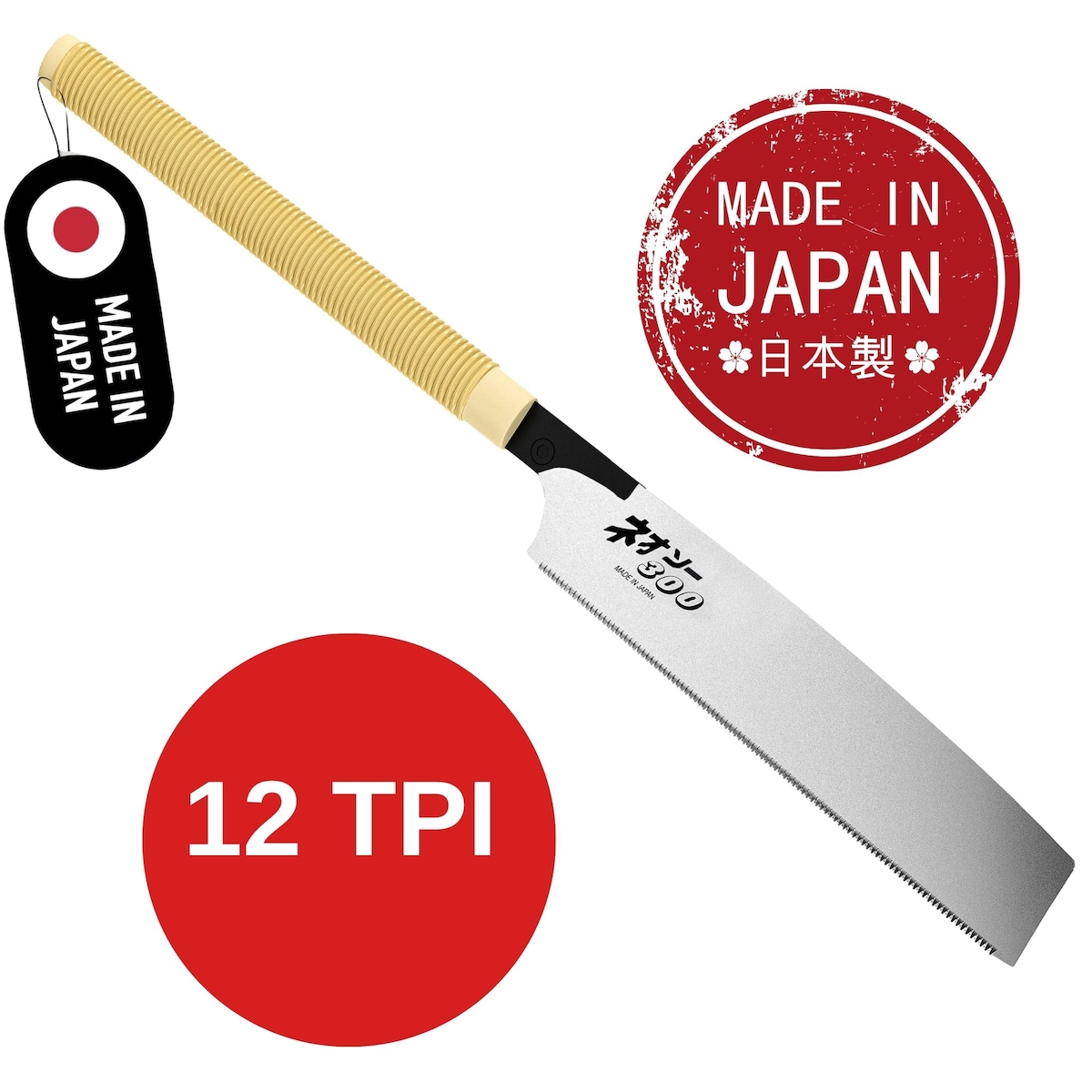 FAMEX 5542 Profi Japansäge 300mm, Made in Japan - mit hochwertigem Rattangriff – 12 TPI