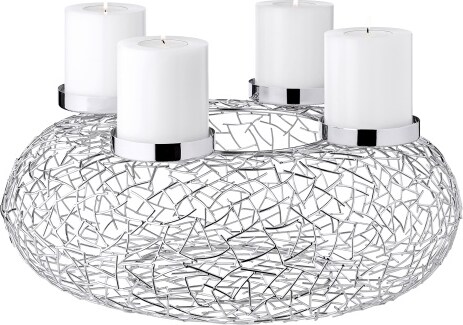 Adventskranz Milano, Edelstahl glänzend vernickelt, Durchmesser 53 cm, für Kerzen ø 8 cm