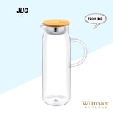 thumbnail of Wilmax Borosilikat Glas Krug mit Bambusdeckel, 1500ml