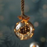 thumbnail of LED Glaskugel Deko Kugel Juteseil beleuchtet Timer Rauchglas D: 20cm Weihnachten