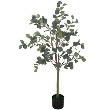 HOMCOM eucalipto artificial 150 cm planta artificial decorativa grande árbol artificial de interior con 230 hojas decoración para hogar verde
