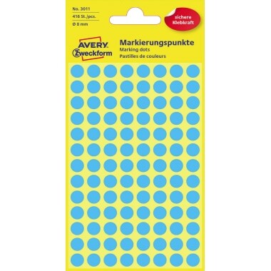 Avery Zweckform Markierungspunkt 3011 8mm blau 416 St./Pack.