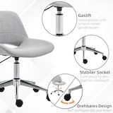 thumbnail of Bürostuhl Drehstuhl höhenverstellbar 83x40x57 cm Hellgrau ohne Armlehnen ergonomische Rückenlehne gepolsterter Sitz atmungsaktiver Stoff